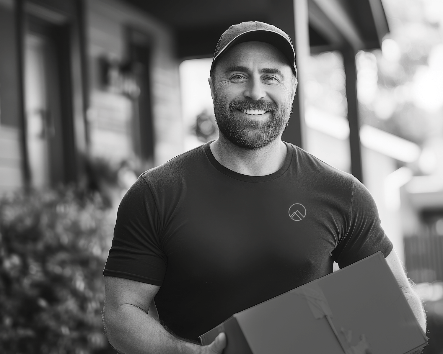Image of a man holding a delivery box